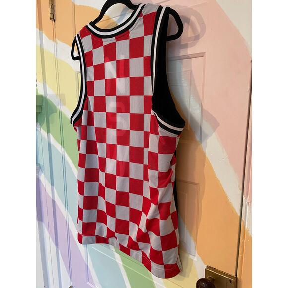 Nike NSW Reversible Tank Top Large Black Swoosh Red Check Mesh Jersey - Picture 5 of 10